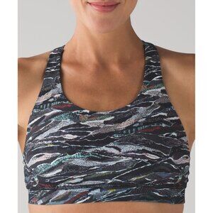 Lululemon Energy Bra (Nulux) Mini‎ Sweatr Multi Black Athletic Yoga Sz 2 n1